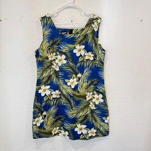 Shannon Marie Mini Dress 1X Tropical Blue Floral Resortwear Cotton Vacation